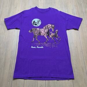 Vintage Horse Art Purple Shirt Sz L Reno Nevada Nature Art 90s